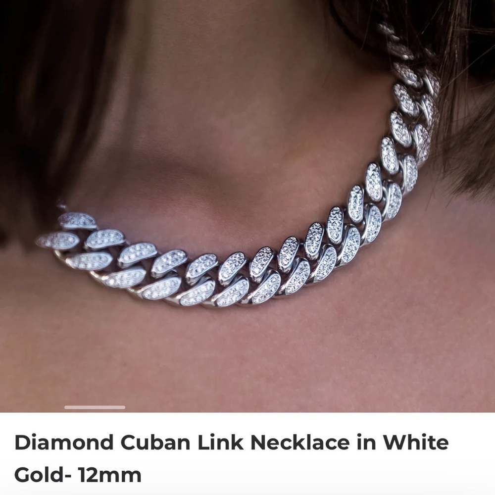 Elegant White Gold Cuban Link Necklace